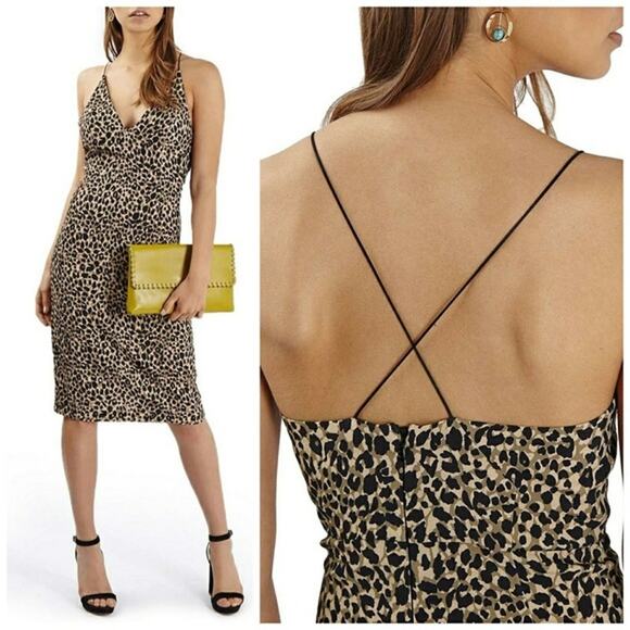 NWT Topshop Leopard Print Criss Cross Dress US 2 - Picture 2 of 6